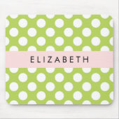 Green Polka Dots, Polka Dot Pattern, Ihr Name Mousepad (Vorne)