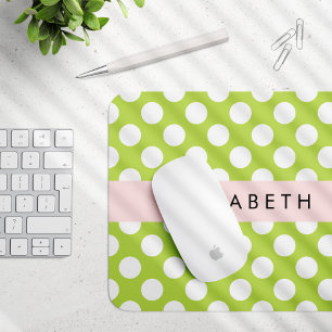 Green Polka Dots, Polka Dot Pattern, Ihr Name Mousepad