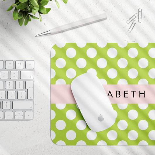 Green Polka Dots, Polka Dot Pattern, Ihr Name Mousepad