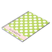 Green Polka Dots, Polka Dot Pattern, Ihr Name Notizblock (Linke Seite)
