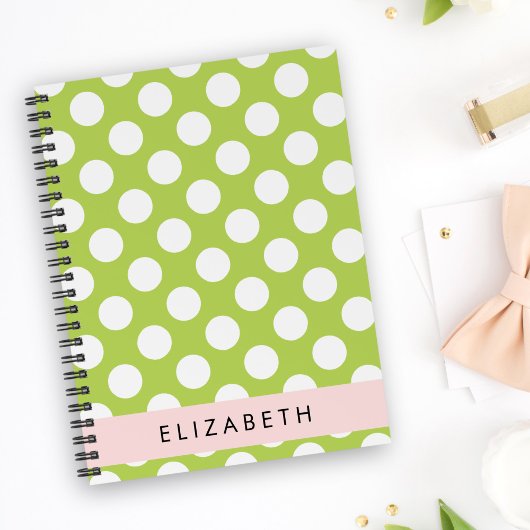 Green Polka Dots, Polka Dot Pattern, Ihr Name Notizblock