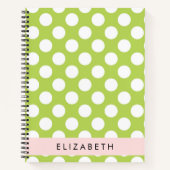 Green Polka Dots, Polka Dot Pattern, Ihr Name Notizblock (Vorderseite)