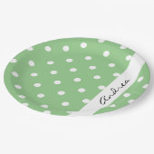 Green Polka Dots, Polka Dot Pattern, Ihr Name Pappteller (Schrägansicht)