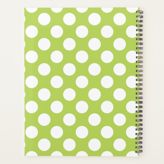Green Polka Dots, Polka Dot Pattern, Ihr Name Planer (Rückseite)