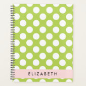 Green Polka Dots, Polka Dot Pattern, Ihr Name Planer (Vorderseite)