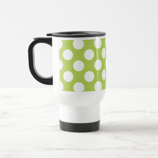 Green Polka Dots, Polka Dot Pattern, Ihr Name Reisebecher (Links)