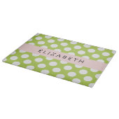 Green Polka Dots, Polka Dot Pattern, Ihr Name Schneidebrett (Ecke)
