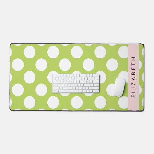 Green Polka Dots, Polka Dot Pattern, Ihr Name Schreibtischunterlage (Tastatur & Maus)