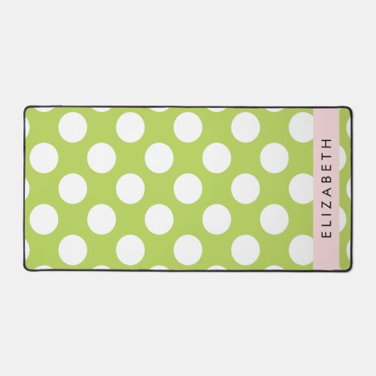 Green Polka Dots, Polka Dot Pattern, Ihr Name Schreibtischunterlage (Vorderseite)