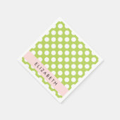 Green Polka Dots, Polka Dot Pattern, Ihr Name Serviette (Ecke)