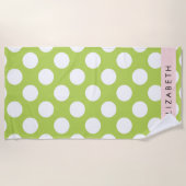 Green Polka Dots, Polka Dot Pattern, Ihr Name Strandtuch (Vorderseite)