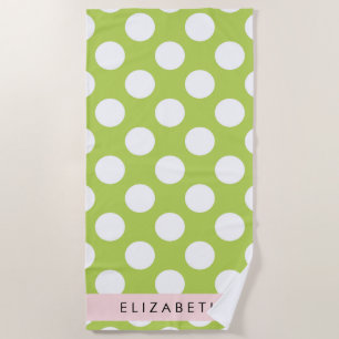 Green Polka Dots, Polka Dot Pattern, Ihr Name Strandtuch