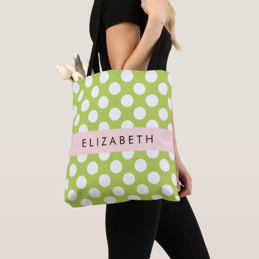 Green Polka Dots, Polka Dot Pattern, Ihr Name Tasche (Von Nahem)