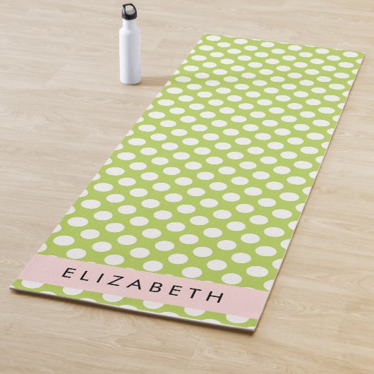 Green Polka Dots, Polka Dot Pattern, Ihr Name Yogamatte (Beispiel)