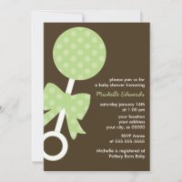 Green Polka Dots Rattle Baby Dusche