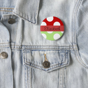 Green Polka Dots, Red Polka Dots, Ihr Name Button