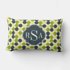 Green Polka Dots und Blue Monogram Lendenkissen