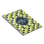 Green Polka Dots und Blue Monogram Notizblock (Rechte Seite)