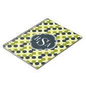 Green Polka Dots und Blue Monogram Notizblock (Linke Seite)