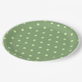 Green Polka Dots White Trim Pappteller