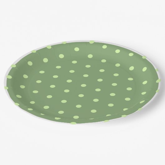 Green Polka Dots White Trim Pappteller (Schrägansicht)