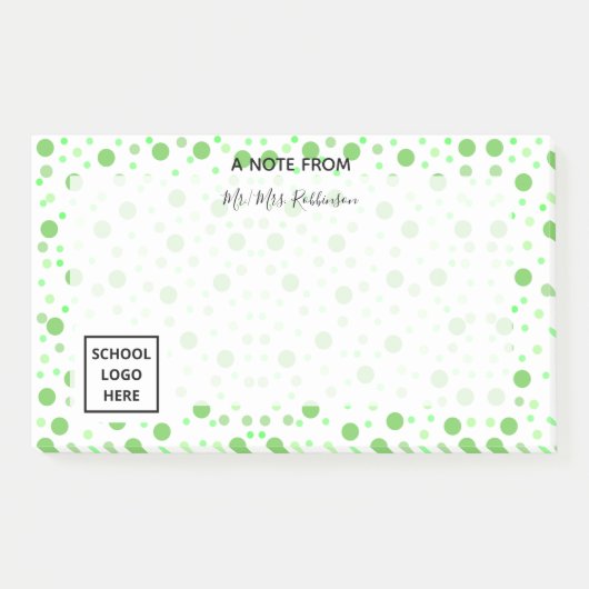 Green Polka kehrt zurück zum Schullehrer Post-it Klebezettel (Vorderseite)