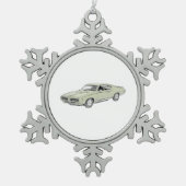Green Pontiac GTO 1969 Judge Pencil Zeichnend Schneeflocken Zinn-Ornament (Vorderseite)