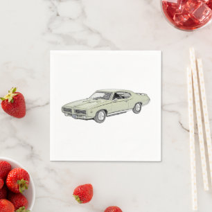 Green Pontiac GTO Muscle Car Zeichne Papier Party Serviette