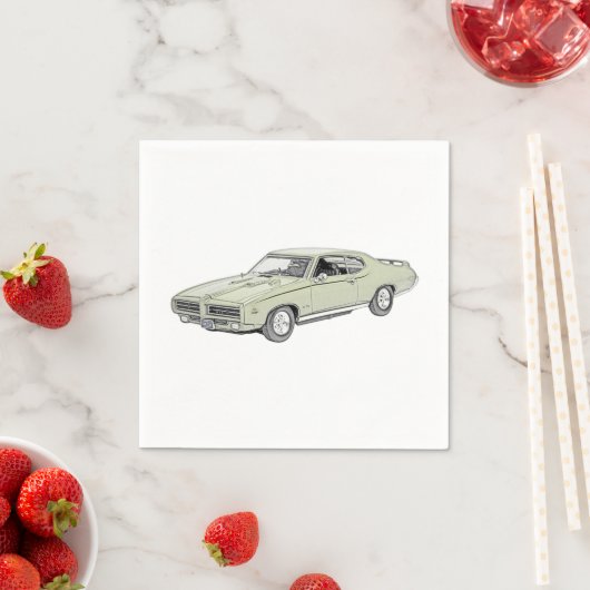 Green Pontiac GTO Muscle Car Zeichnend Papier Part Serviette (Beispiel)