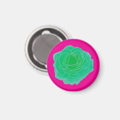 Green Pop Art Rose Magnet (Vorderseite/Rückseite)