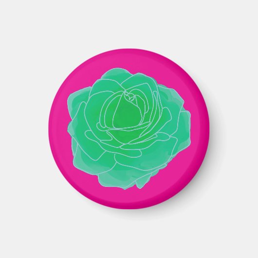 Green Pop Art Rose Magnet (Vorne)