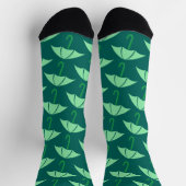 Green Pop Art Umbrella Pattern Socken (Oben)