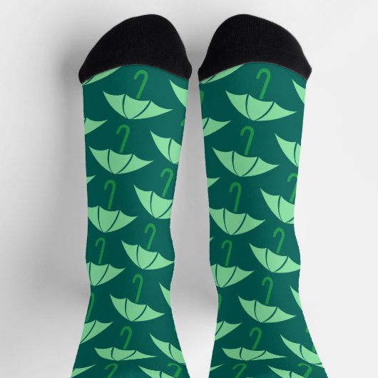 Green Pop Art Umbrella Pattern Socken (Oben)