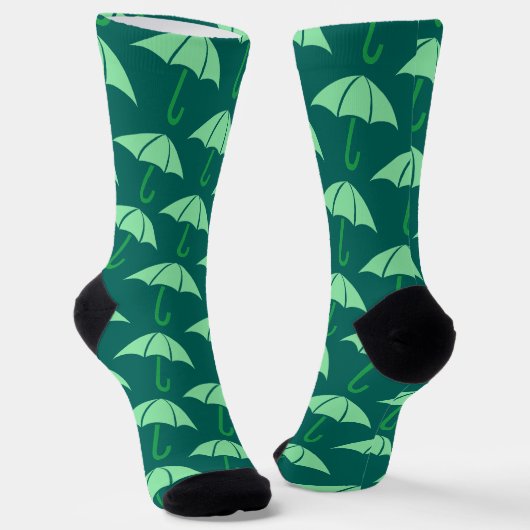 Green Pop Art Umbrella Pattern Socken (Gewinkelt)