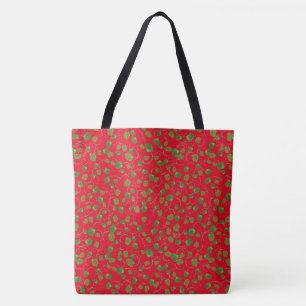 Green Poppy Seedpods auf Rot zum Anpassen Tasche