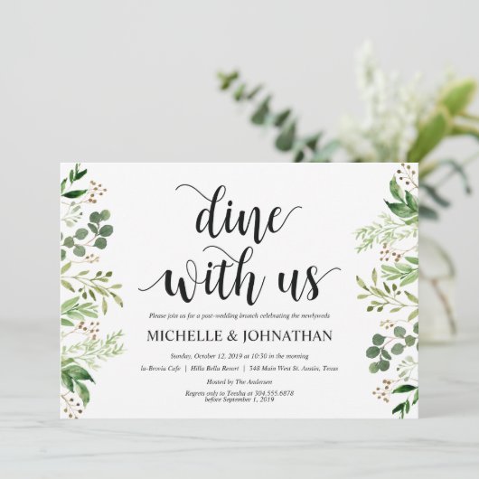 Green Post Wedding Brunch Einladungskarte Einladung (Stehend Vorderseite)
