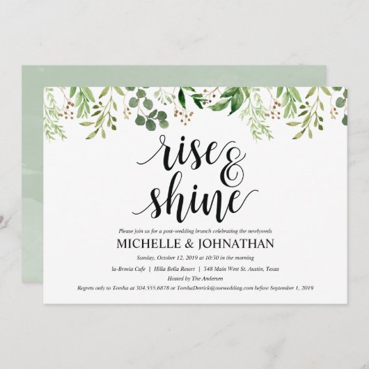 Green Post Wedding Brunch Einladungskarte Einladung (Vorne/Hinten)