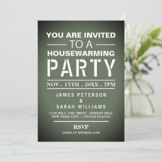 Green Poster Housewarming Party Einladung