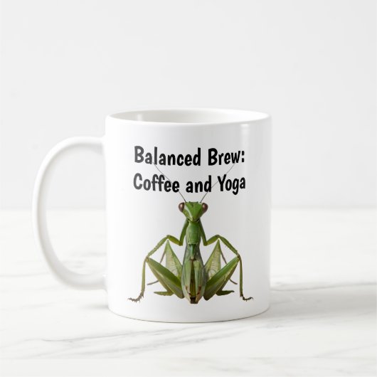 Green Praying Mantis Yoga Personalisiert Kaffeetasse (Links)