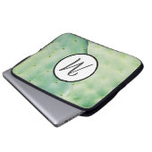 Green Prickle Pear Monogram Computer Laptop Sleeve (Vorne Knopf)