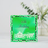 Green Princess Coach & Horses 55. Geburtstag Einladung (Stehend Vorderseite)