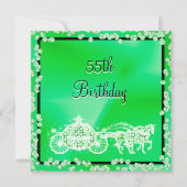Green Princess Coach & Horses 55. Geburtstag Einladung (Vorderseite)