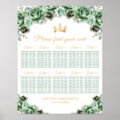 Green Princess Quinceañera 10 Tische Sitzplan Poster (Vorne)