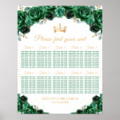 Green Princess Quinceañera 10 Tische Sitzplan Poster (Vorne)