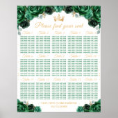 Green Princess Quinceañera 15 Tische Sitzplan Poster (Vorne)