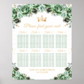 Green Princess Quinceañera 8 Tische Sitzplan Poster (Vorne)