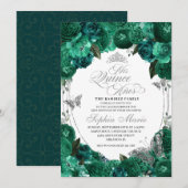 Green Princess Tiara Butterfly Quinceanera Einladung (Vorne/Hinten)