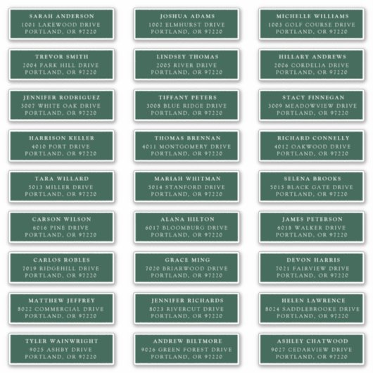 Green | Private Guest Address Labels (Vorderseite)