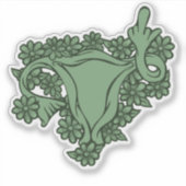 Green Pro Choice Protest Middle Finger Uterus Aufkleber (Vorderseite)