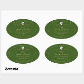 Green Product Labels Gold Ornaments Hearments Logo Ovaler Aufkleber (Blatt)
